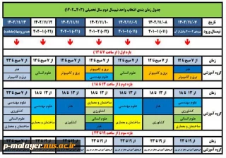 اطلاعیه انتخاب واحد