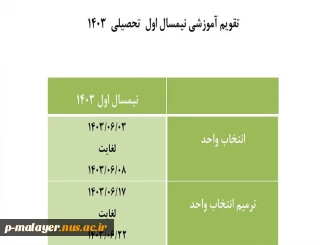 بازه زمانی انتخاب واحد مهر 1403